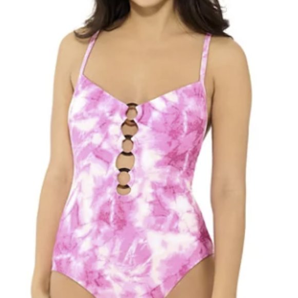 FRESHWATER TIE DYE O-RING ONE PIECE SWIMSUIT SIZE S  #574 - Picture 1 of 3